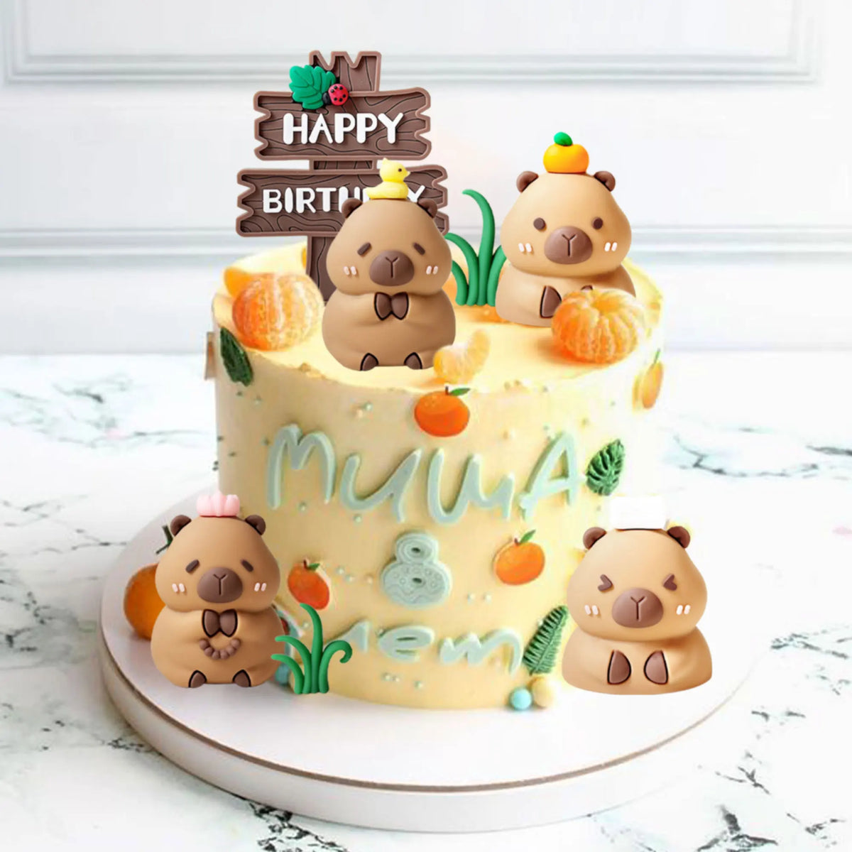 LaVenty Capybara Cake Toppers Mini Blowfish Party Supplies for Capybara Birthday Party Supplies Baby Shower Party Favors