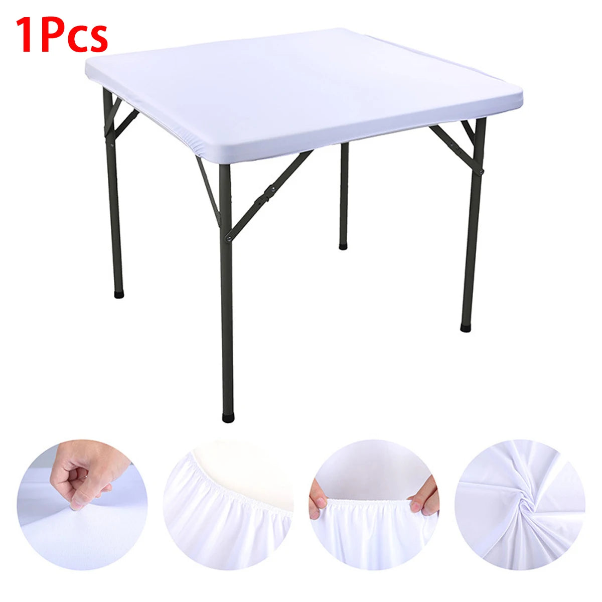 1Pcs Stretchy Square Table Cover, Washable Tablecloth For Party Dining, Cocktails Table, Birthday Wedding Party Decorations