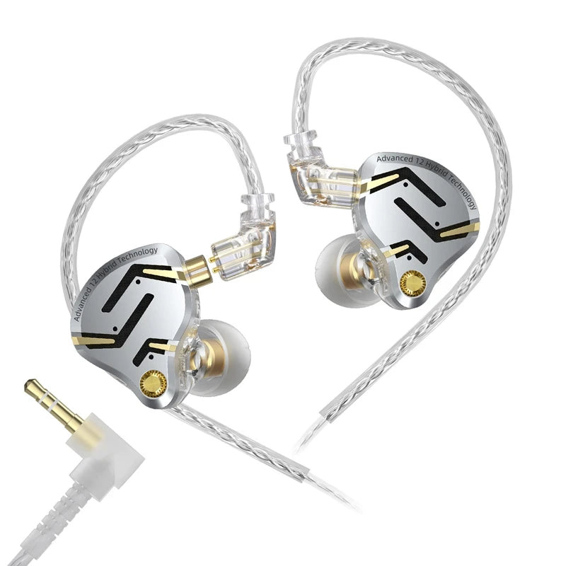 KZ ZS12 Pro 2 Flagship-Grade HiFi IEM Earphones Ultra-Linear 1DD+5BA Hybrid Driver Clarity Sound Wired Headphones Detachable Cable Ergonomic Gaming Earbuds