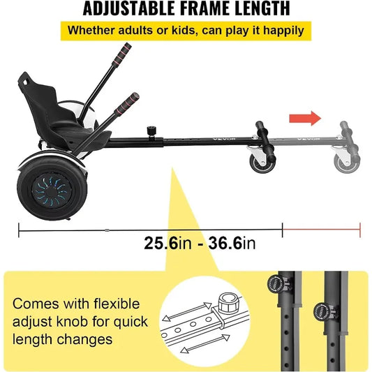 【2026】Hoverboard Seat Attachment 200lbs Capacity, 26"-34.5" Adjustable Length Hover Board Go Kart Accessory W/Comfortable&Sturdy
