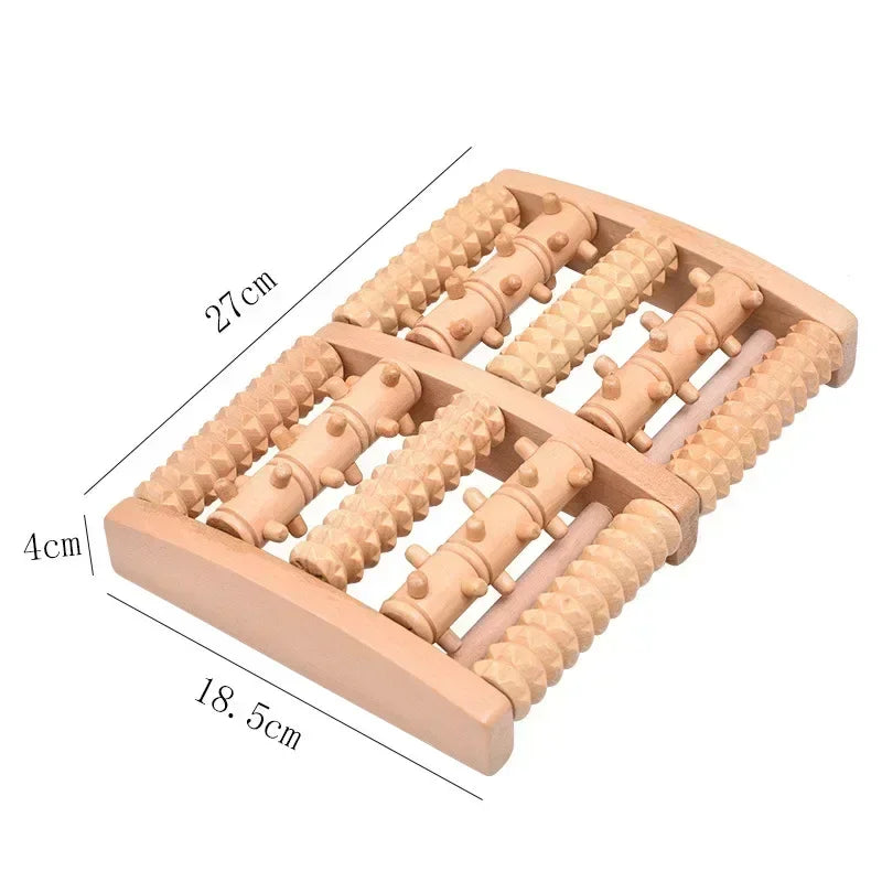 Wooden ten row large roller foot massager for hand massage household foot massager Relieves Fatigue Pain and Fasciitis Plantar
