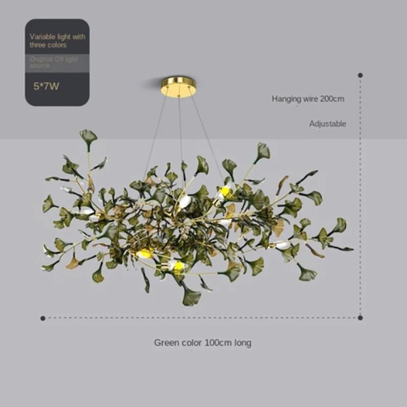 Modern Gingko Chandelier Custom Lights Luxury Glass Chandelier Suitable For Dining Room Living Room Villa Home Decor Gloss