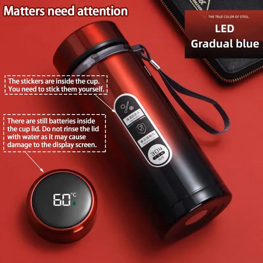 SoftAura Stainless Steel Thermos Bottle LED Temperature Display 500ML- 1L Sus304 Vacuum Flask Portable Cup 2026 New