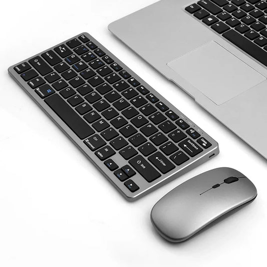 New 2.4G Wireless Rechargeable Silent Wireless Keyboard and Mouse Set, Compact Ergonomic Keyboard Mouse for Office/Home
