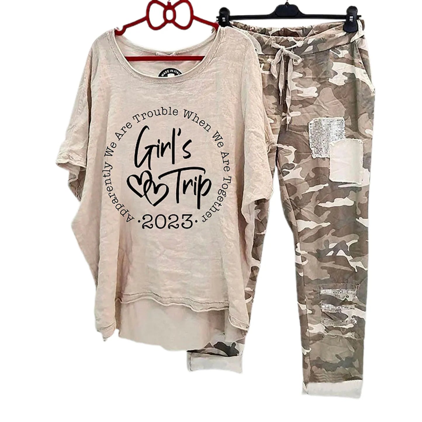 Womens Two Piece Camouflage Set Summer Outfits for Women Cotton Linen Suit 2023 Casual Print Short Sleeve Harajuku