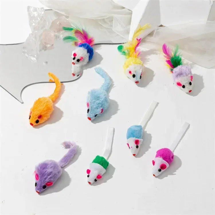 3-200 Pcs Rattle Cat Mouse Toys Also Prefilled Catnip Faux Fur Cat Toys Interactive Cat Game Catnip Toys for Cats Pet Products