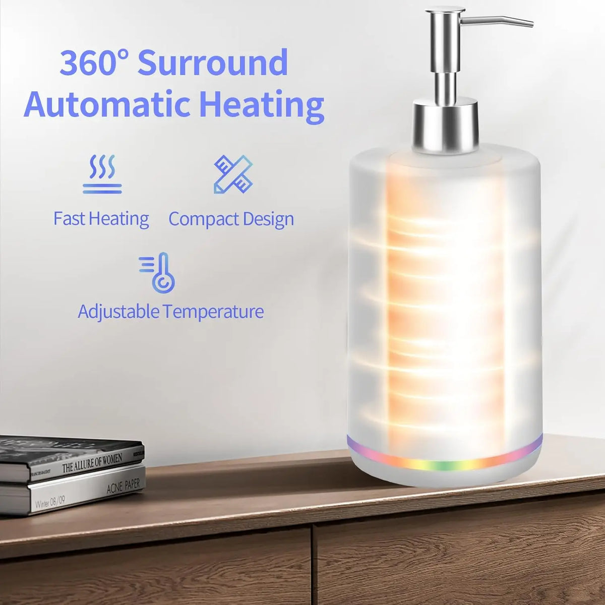 Massage Oil Warmer Lotion Cream Heater With LED Display with Double Bottle For Home Salon Spa Massage Quick Heating