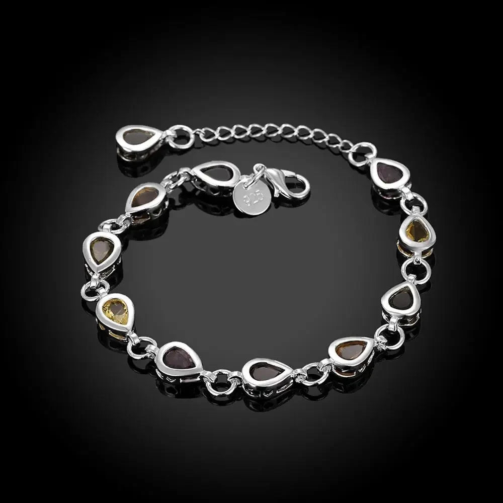 Wholesale 925 Sterling silver Noble charm Bracelets Zircon chain crystal Jewelry fashion for women wedding lady cute
