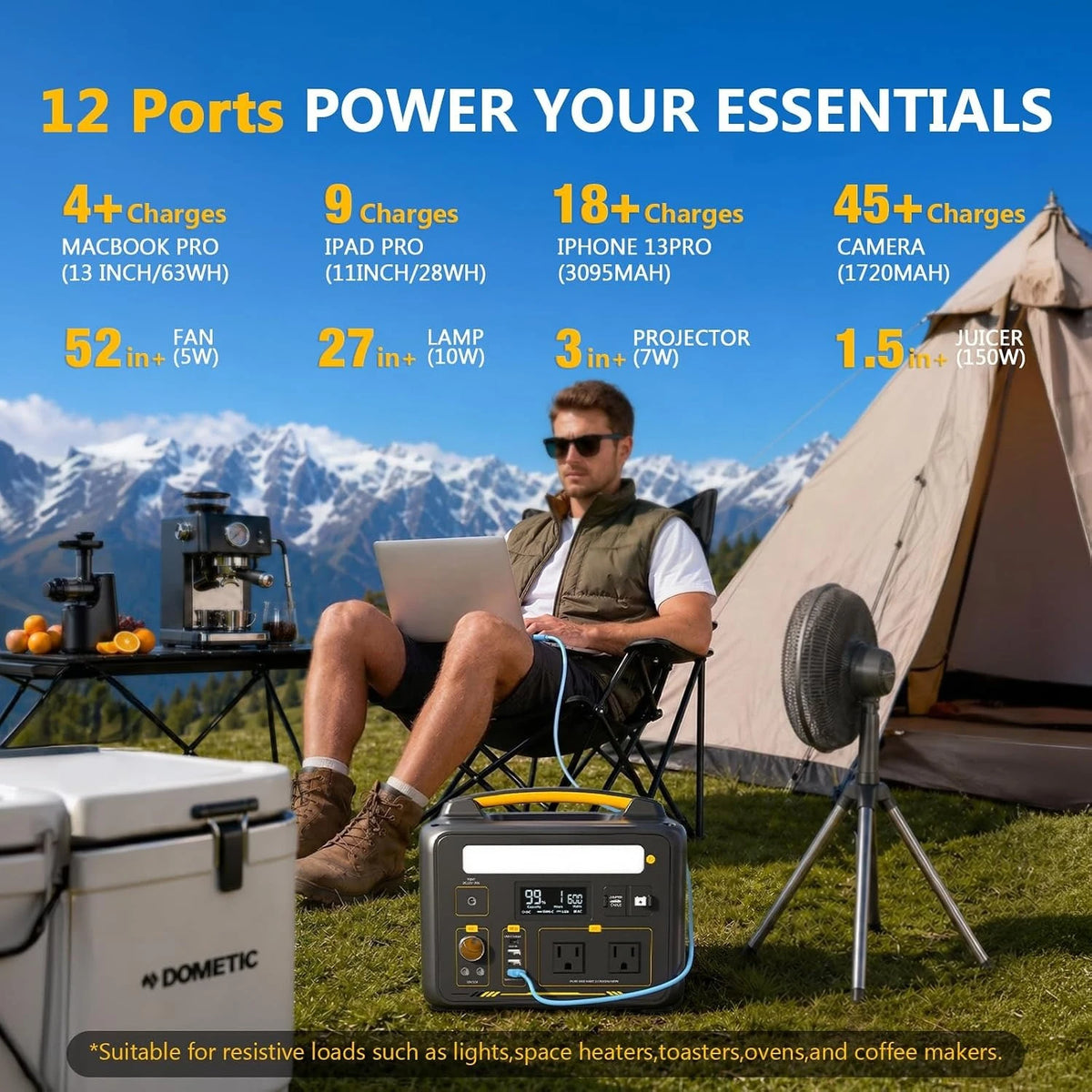 Jump 600X Portable Power Station 600W, 299Wh LiFePO4 Battery | 1200W Surge AC Outlet, PD 60W USB-C, 2-In-1 Solar, Customized
