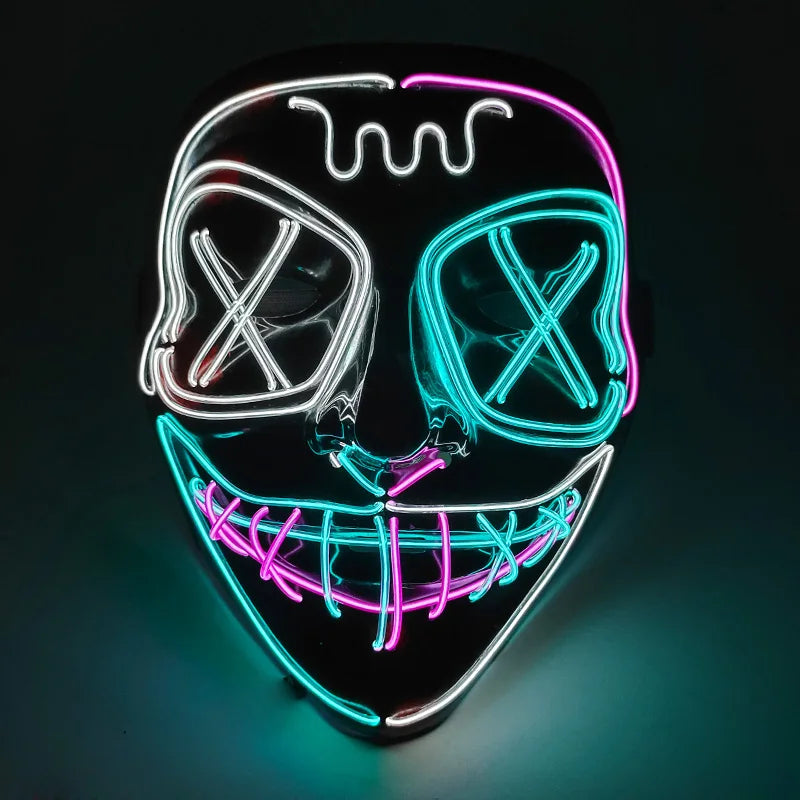 1 pcs Attractive Neon EL Wire Mask More Colors For Choice Luminous LED Purge Mask Adult Cosplay Prop For Night Glow In The Dark