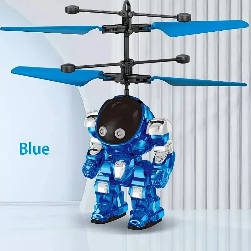 Levitating Luminous Flying Robot Astronaut Toy Aircraft Hand-Controlled Drone Interactive with Lights Outdoor Toys for Kids Gift