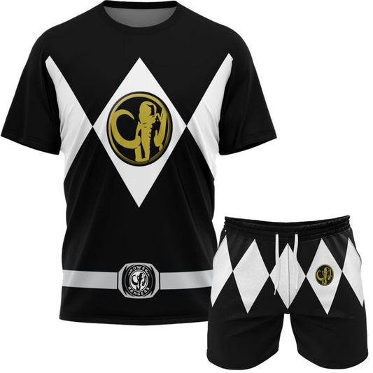 2026 Summer New Bandai Power Rangers Tee Shorts Men Women Oversized Breathable Quick Drying Fitness Running Sportswear Set 