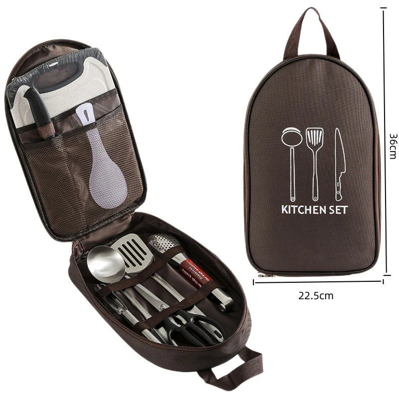 Outdoor Cooking Bag Camping Storage Bag Portable Cooking Utensil Organizer Pouch Picnic Bag Bag Only, No Utensils Included
