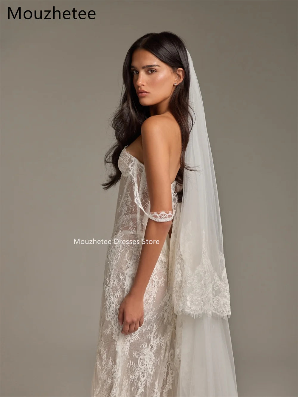 Mouzhetee Mermaid Lace Elegant Wedding Dresses Sleeveless Off The Shoulder Sexy Brides Gown Custom Made 2025