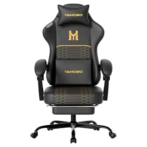 Gaming Chair with Footrest, Ergonomic Video Game Chair with Adjustable Lumbar and Headrest Massage Support,PU Leather
