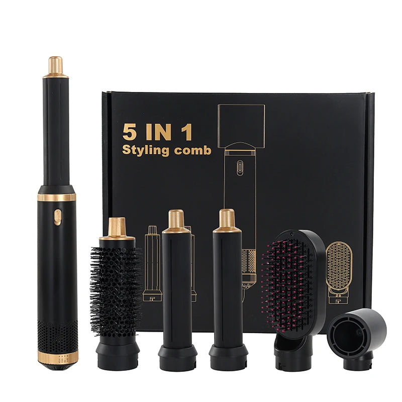 LUXLOCK Professional 5-in-1 Curler Set Multi functional Straightener Hot Air Comb Hairdryer Styling Set Wave Curler Ladies' Gift