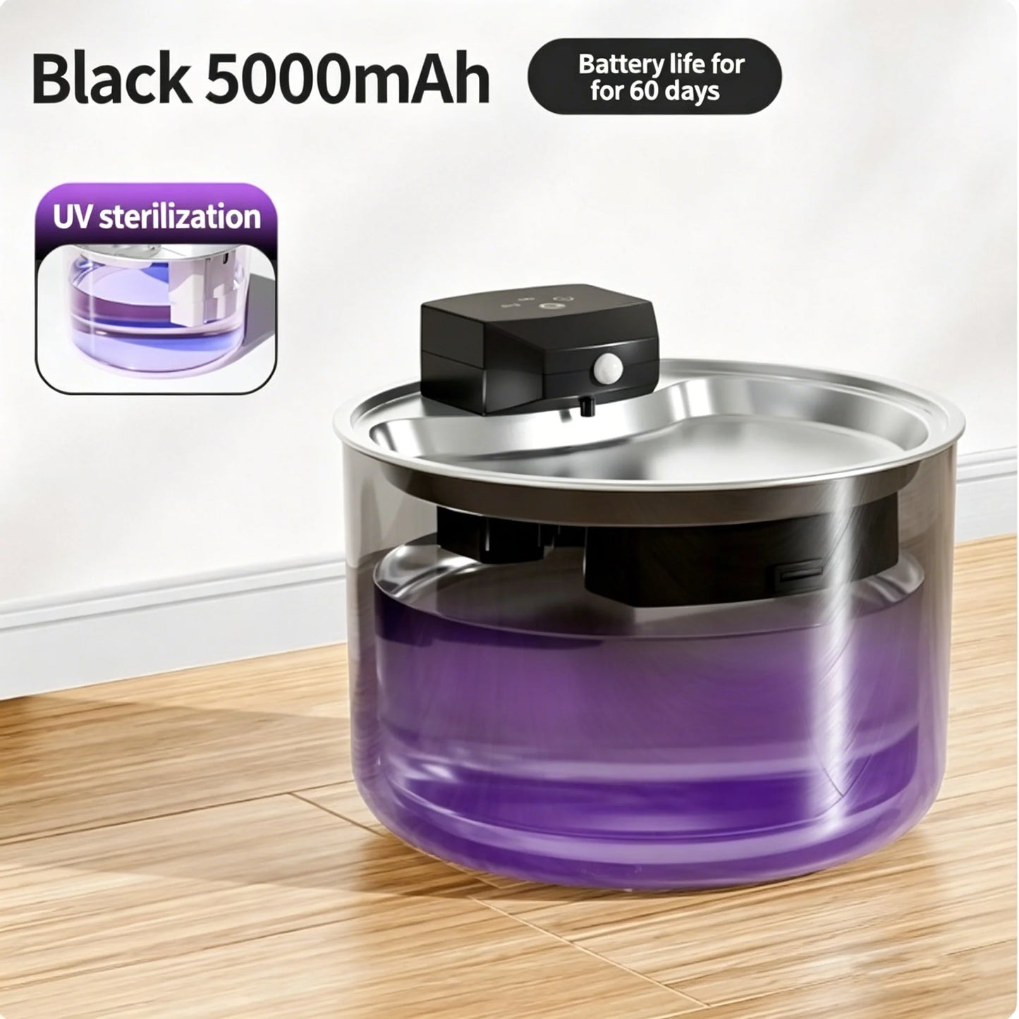 3L Automatic Wireless Pet Water Fountain Circulate Filter Silent Pet Water Bowl Stainless Steel ABS PET for Cats Dogs Dispenser
