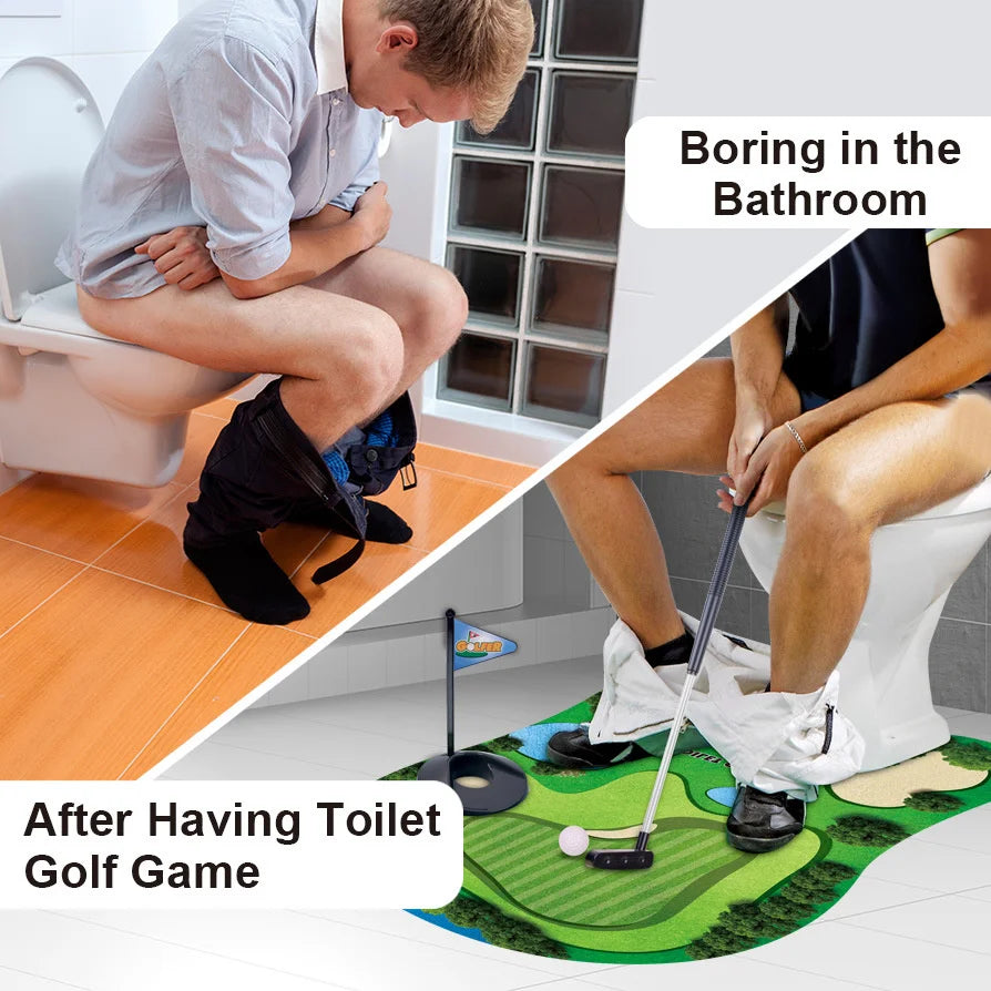 Household Toilet Leisure Golf Scene Leisure Entertainment Sports Toy Toilet Mini Set Putting Pad Swing Trainer