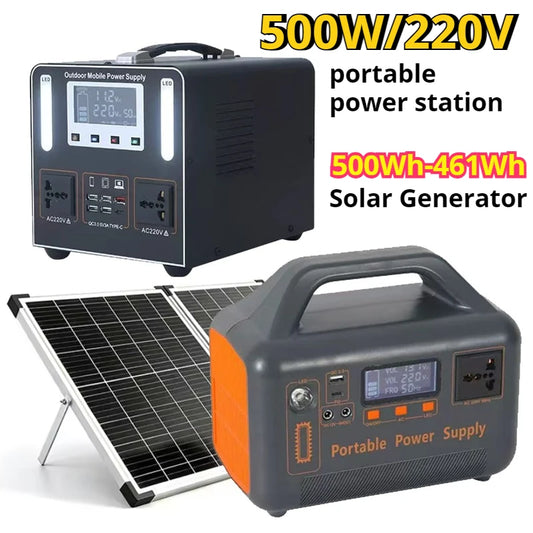 500W 220V Portable Power Station 500Wh 461Wh Solar Generator Emergency Power Bank Power Supply for Home Outdoor Camping Stall