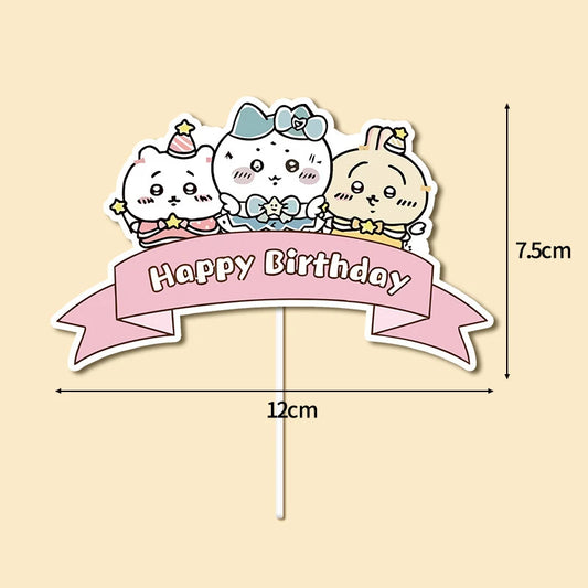 Chiikawa Anime Cake Toppers Set,Cute Kawaii Character Cupcake Picks Decorations for Kids Birthday Back to School Party