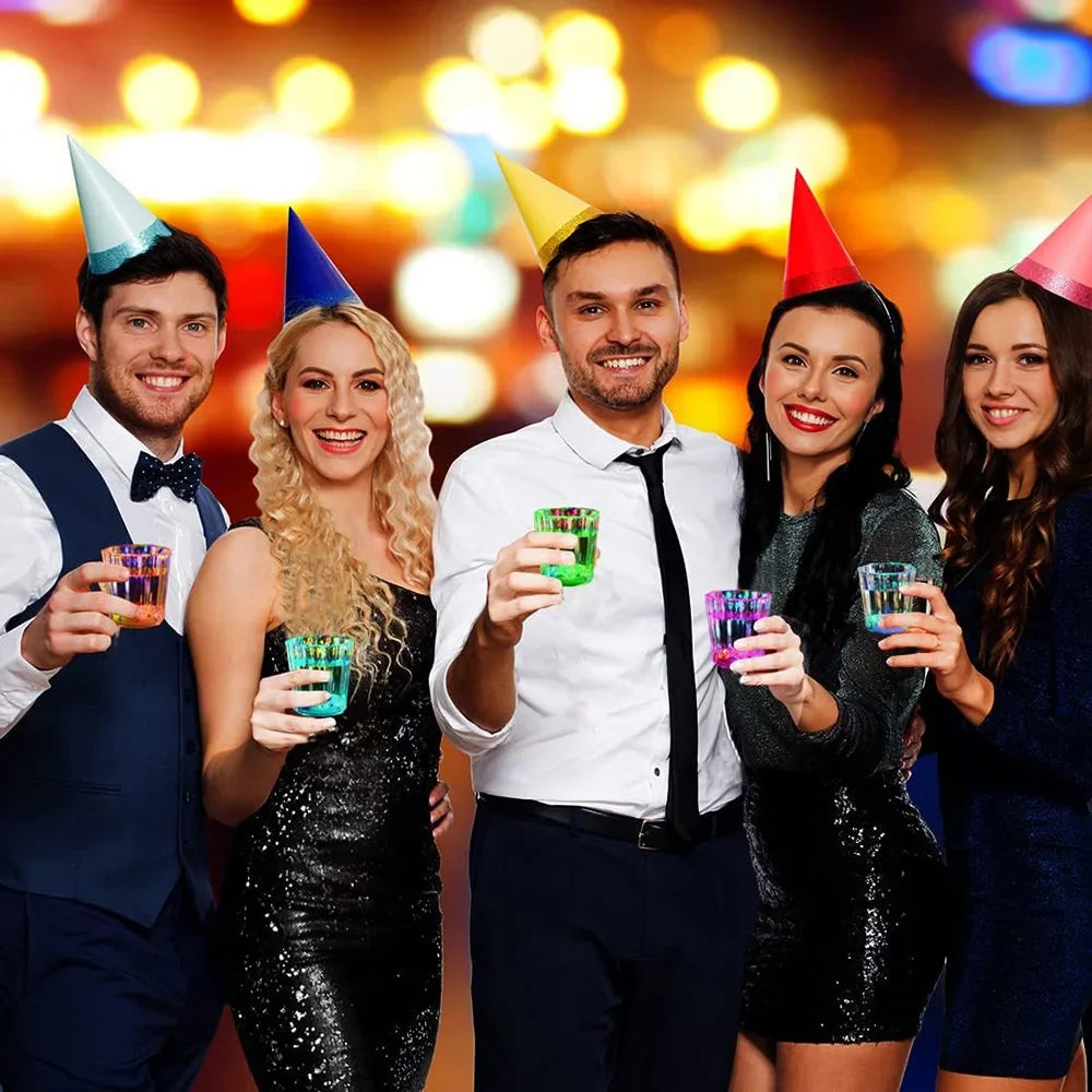 5/10/20/30 Pcs Glow In The Dark Cups Plastic LED Cups Light Up Flash Shot Glasses Christmas Birthday Party Bar Wedding Party