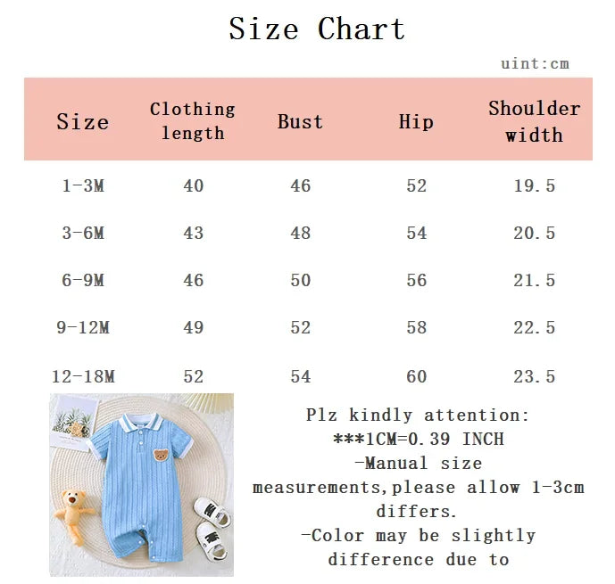 Fashion Baby Boy Romper Newborn Infant Bear Jumpsuit Short Sleeve Onesies Toddler Boys Casual Summer Outfit Baby Clothes 0-18M