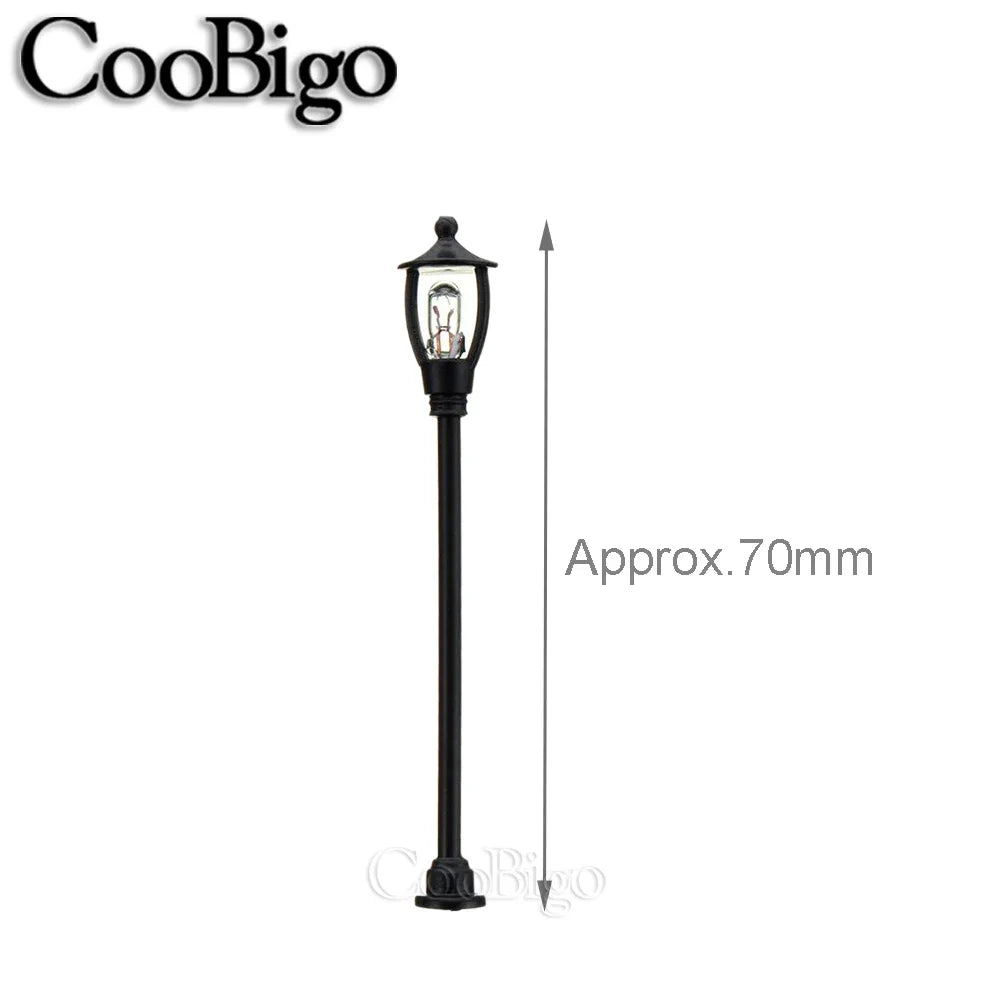 10pcs Micro Street Lamp Road Streetlight Mini Lamppost Light LED Lighting Miniature Model DIY Craft Garden Landscape Decoration