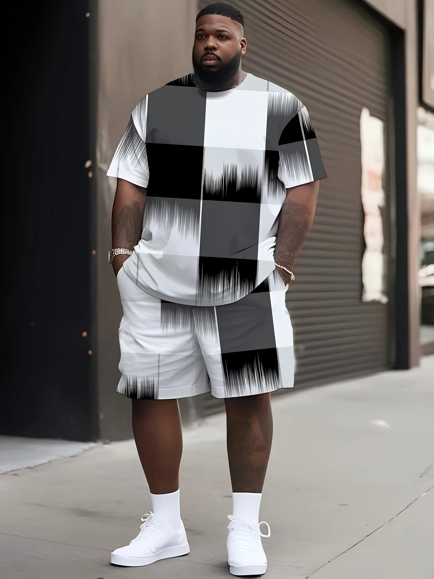 Summer Large Size Men's Clothing 3D Printed Short Sleeve Top Shorts 2-piece Set Outdoor Casual T-shirt Drawstring Shorts Sets