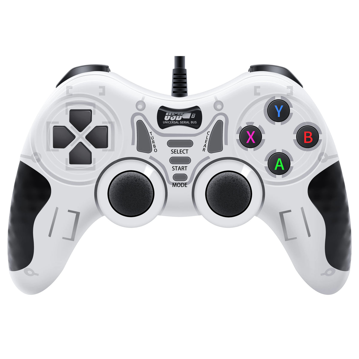 Gamepad BLACK White Wired Handle for Gaming TV / Computer PC Joystick PS3 Controller with Vibration Effect