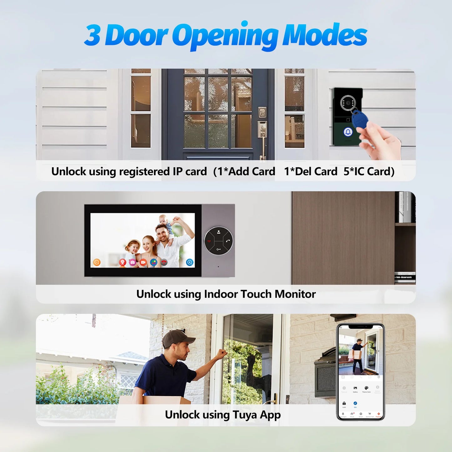 Tuya Smart 7 Inch HD Video Intercom System with 1080p Night Vision, Door Bell Camera with Move Detection & Remote Access