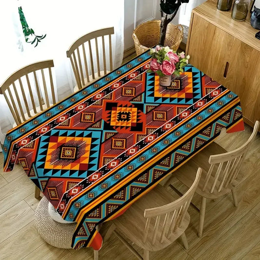 Southwest Ethnic Geometric Rectangle Tableclothholiday Party Decor Boho Aztec Pattern Polyester Table Cloths Kitchen Table Decor