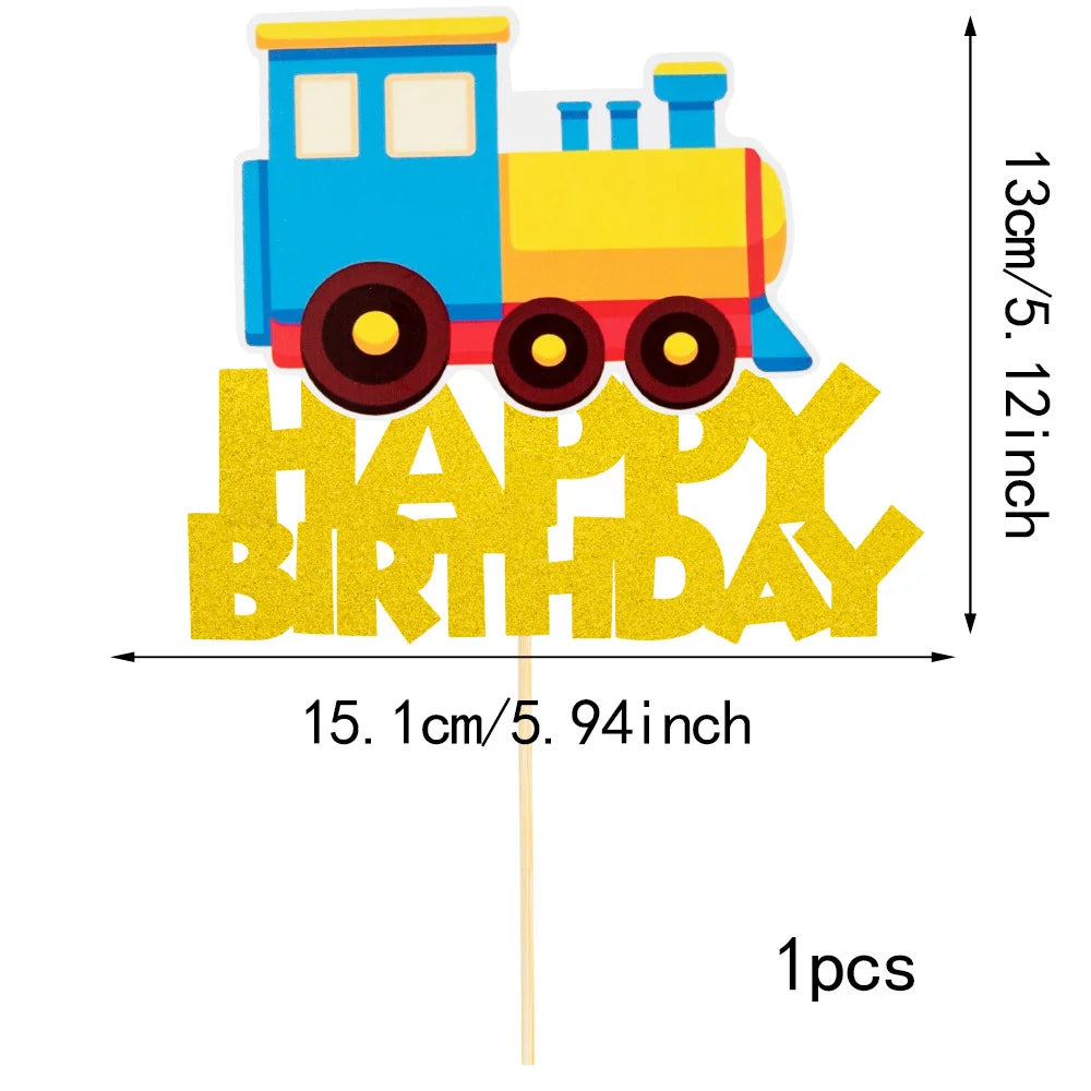 Train Happy Birthday Cake Topper Railway Steam Theme Party Decorations Train Birthday Baby Shower Supplies