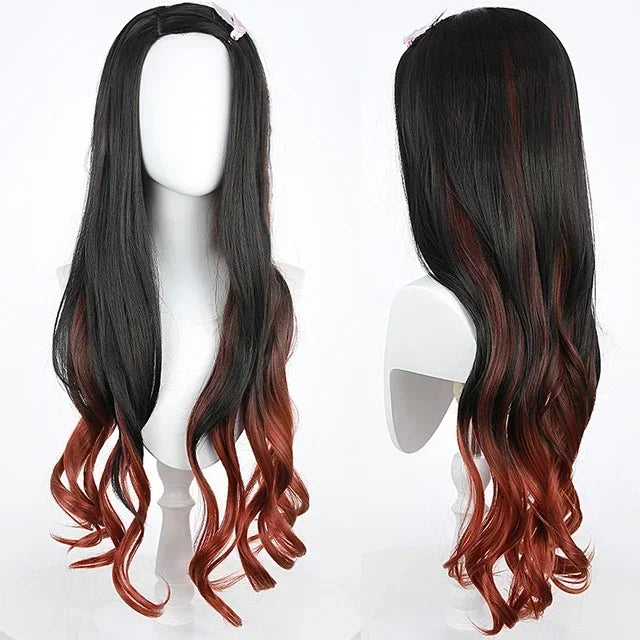 Anime Kamado Nezuko Cosplay Costume Costumes Kimono Haori Wig Clogs Suit For Adult Children Hallow