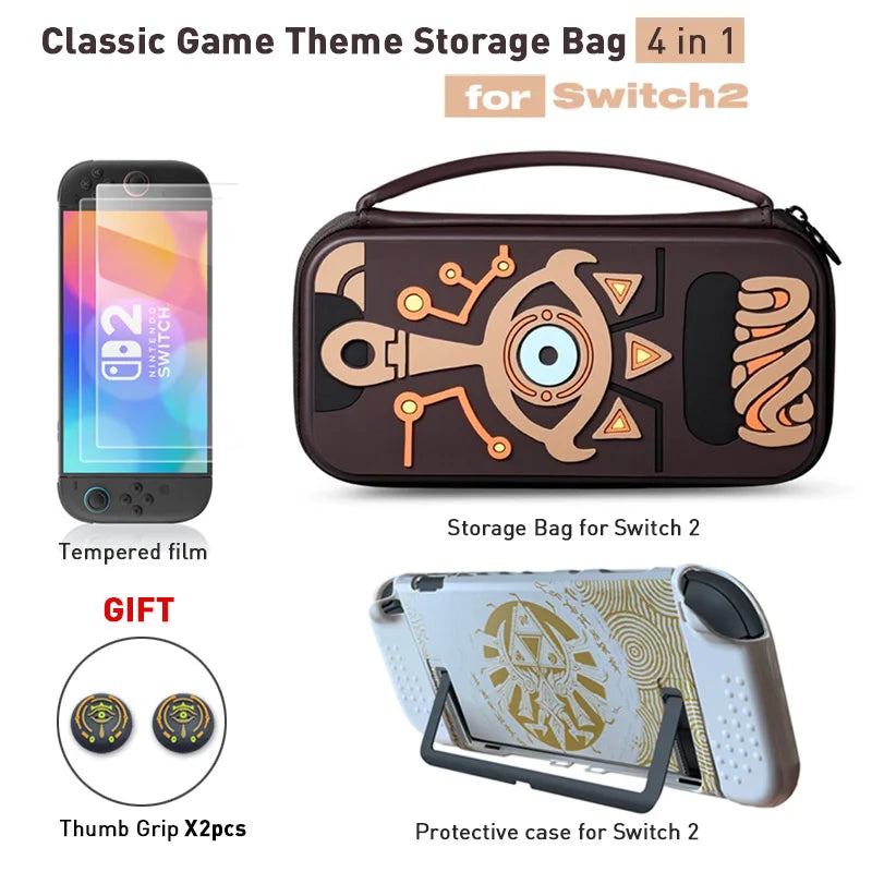2025 Classic Storage Bag for NS Switch 2 ZD Tears Waterproof Hard Carrying Case Shell Cover for NS Switch 2 Game Accessories