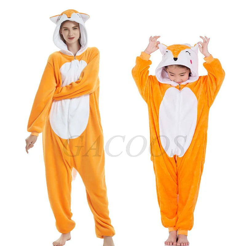 Kids Capybara Onesies Adults Sleepwear Women Men Flannel Cartoon Animal Pajamas Chidlren Christmas Family Performance Jumpsuit