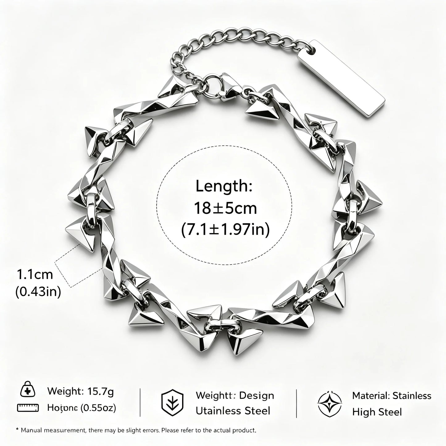 Letter Z Thorn Chain Bracelet for Women Men, Stainless Steel Barbed Wire Link, Gothic Punk Jewelry Gift