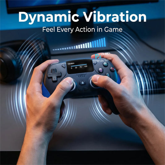 Smart Screen Wireless Game Controller, PS4 Gamepad with Customizable Display, Compatible with IOS Andriod Table Steam Switch
