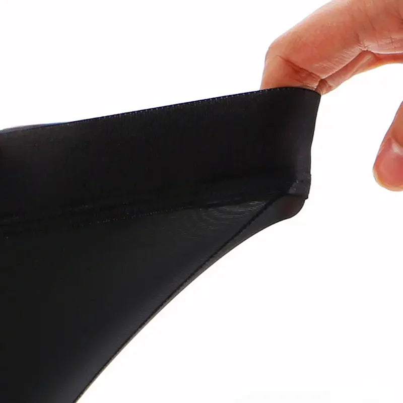 3Pcs Pure Black Breathable Men's Flat Leg Pants Comfortable Underwears Casual Sporty Boxer Shorts Thin Summer Cooling Paties