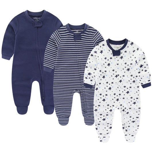 3PCS Newborn Cotton Baby Girl Clothes Cartoon Baby Boy Clothes Sets Autumn Long Sleeve Jumpsuits Spring Zipper Bebes