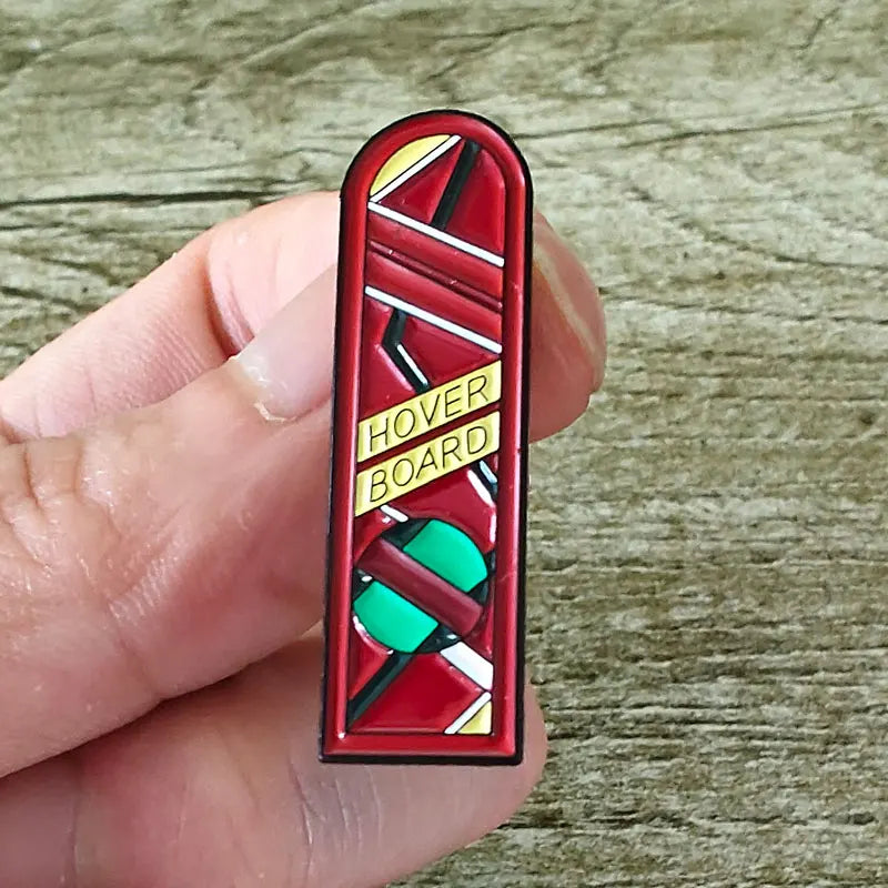Back To The Future Enamel Pin Hover Board Lapel Pin Back To The Future Keyring Backpacks Briefcase Badge Brooch Fashion Jewelley