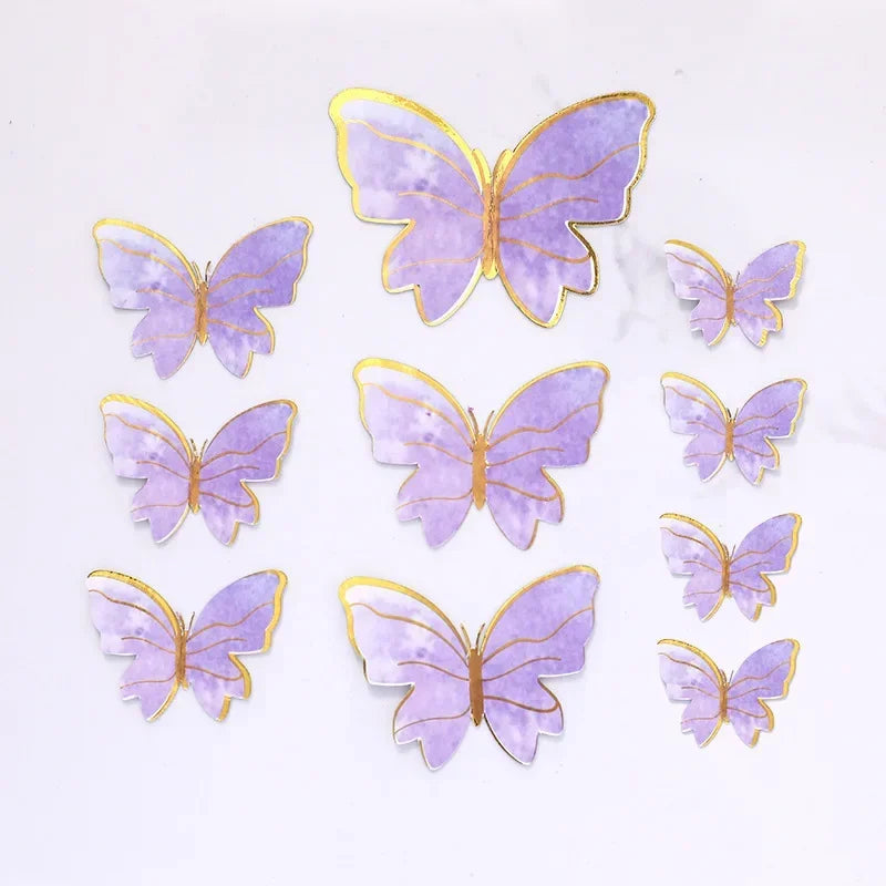 1 Set Happy Birthday Cake Topper Decoration Handmade Painted Butterfly For Wedding Party Baby Shower
