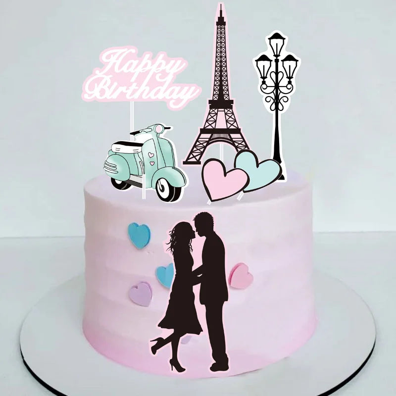 Perfume Lipstick Makeup Brush Cake Topper DIY Women Cupcake Cake Flags Kids Girl Happy Birthday Bride Party Baking DIY Decor