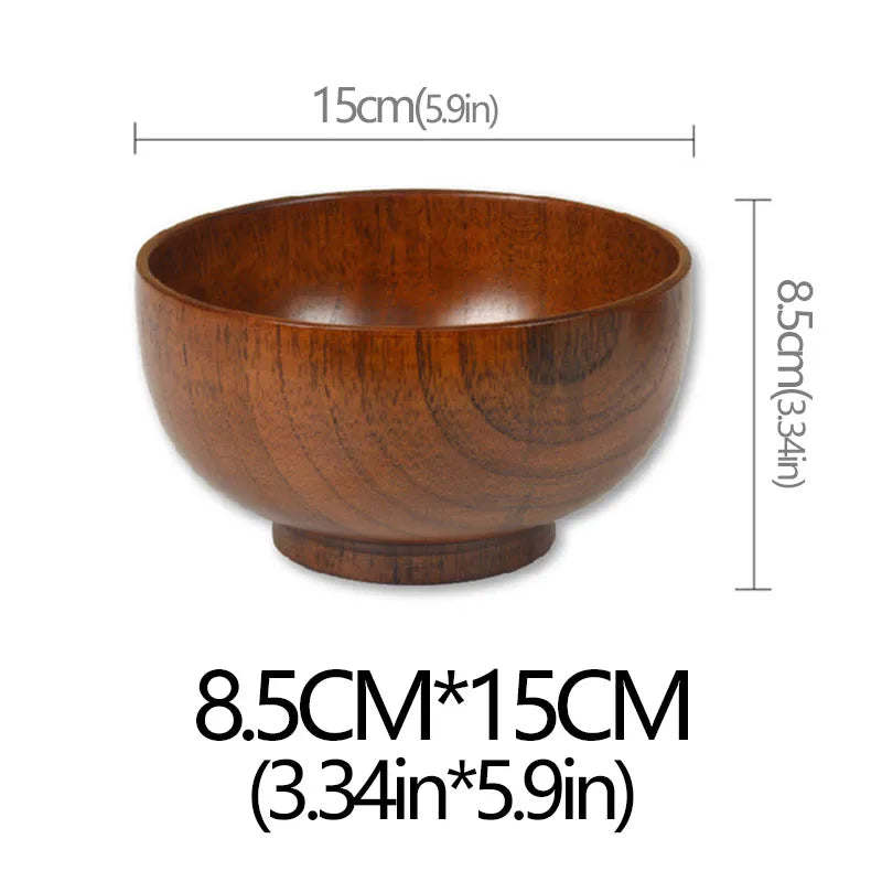 Sour Jujube Wood Old Lacquer Household Bowl Japanese Style Wooden Soup Rice Bowls Tableware For Kids Children Adults