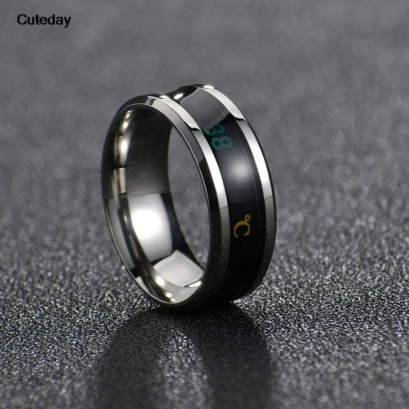 Temperature Ring Titanium Steel Mood Emotion Feeling Intelligent Temperature Sensitive Rings for Women Men Waterproof Jewelry