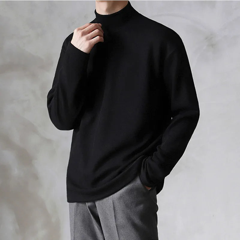 Men's Thermal Turtleneck Long Sleeve Shirt Fleece Lined Warm Loose Fit Casual Pullover Soft Basic Top Autumn Winter.