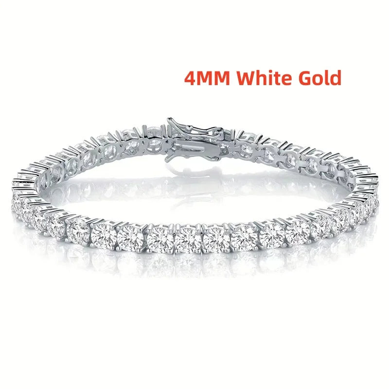 Great Sale Real S925 Sterling Silver Plated 18K Gold 5A Grade Zircon Black Tennis Bracelet for Men and Women Fashion Jewelry