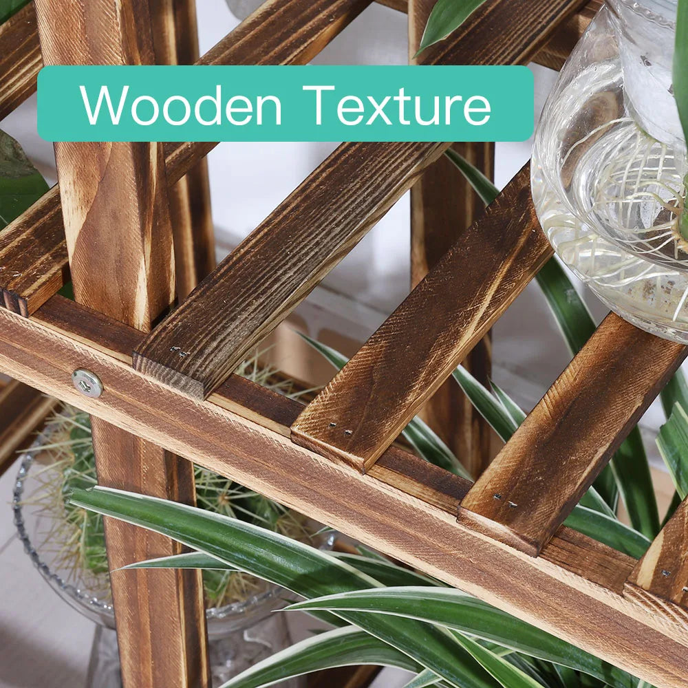 6 Tier Wood Plant Stand Plant Holder Display Rack Ladder Storage Rack Plant Shelf for Living Room Balcony Garden Patio
