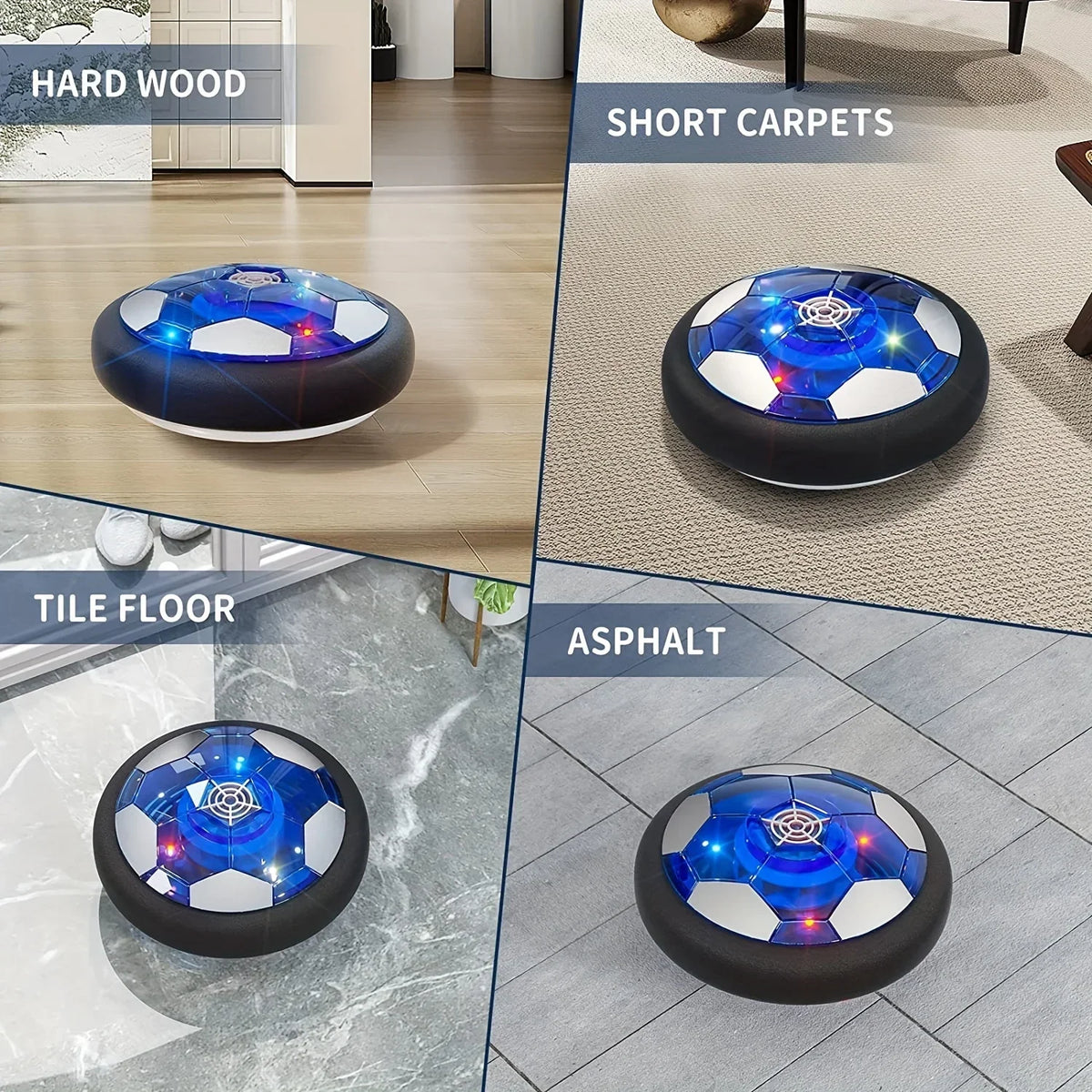 18cm Rechargeable Hover Soccer for Boys and Girls, Air Floating Soccer with LED Lights and Foam Bumpers