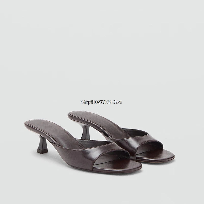 Women's High Heel Sandals 2026 Spring Summer New Painted Leather Fashionable Elegant Sandals Outdoor Wearable High Heel Slippers