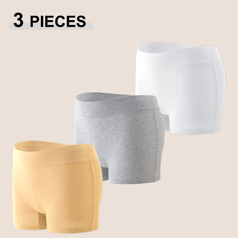 3Pcs/Set Women S-XXL Cotton Sports Boyshorts Panties Seamless High Rise Elastic Boxer Pants Female Comfortable Intimate Lingerie